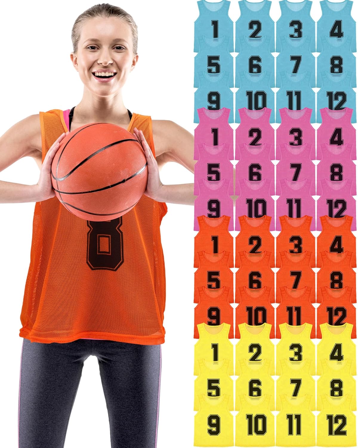 48 Pcs Pinnies for Sports Double Soccer Penny Scrimmage Vests