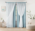 Pom Pom Blackout Curtains with Sheer Overlay - Layered Insulated
