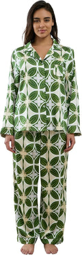 Womens Silk Satin Pajamas Set Button Down 2 Piece Pjs (Style TVP7)