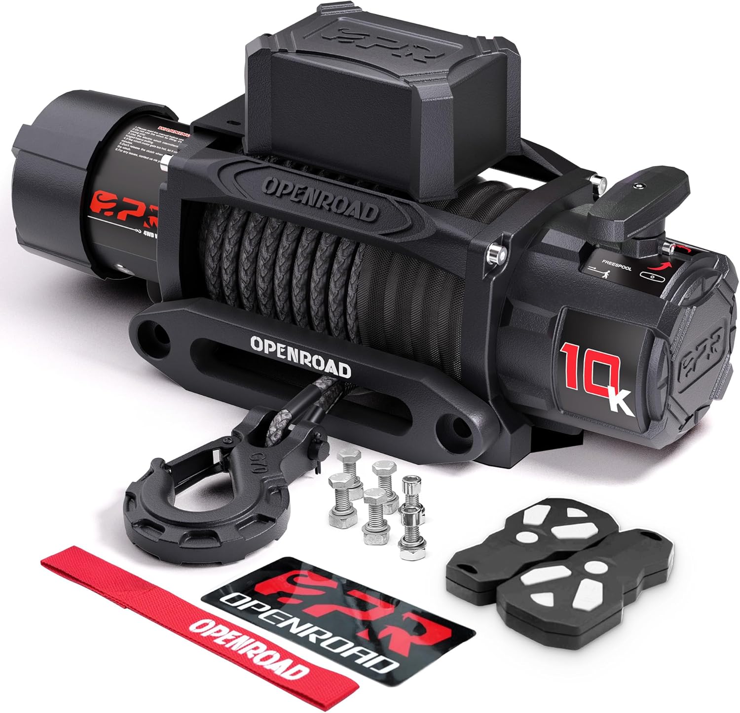 OPENROAD 10000 lbs Winch with Synthetic Rope for Off-Road Use