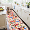 Washable Floral Hallway Runner Rug 2x10 with Non-Slip Backing