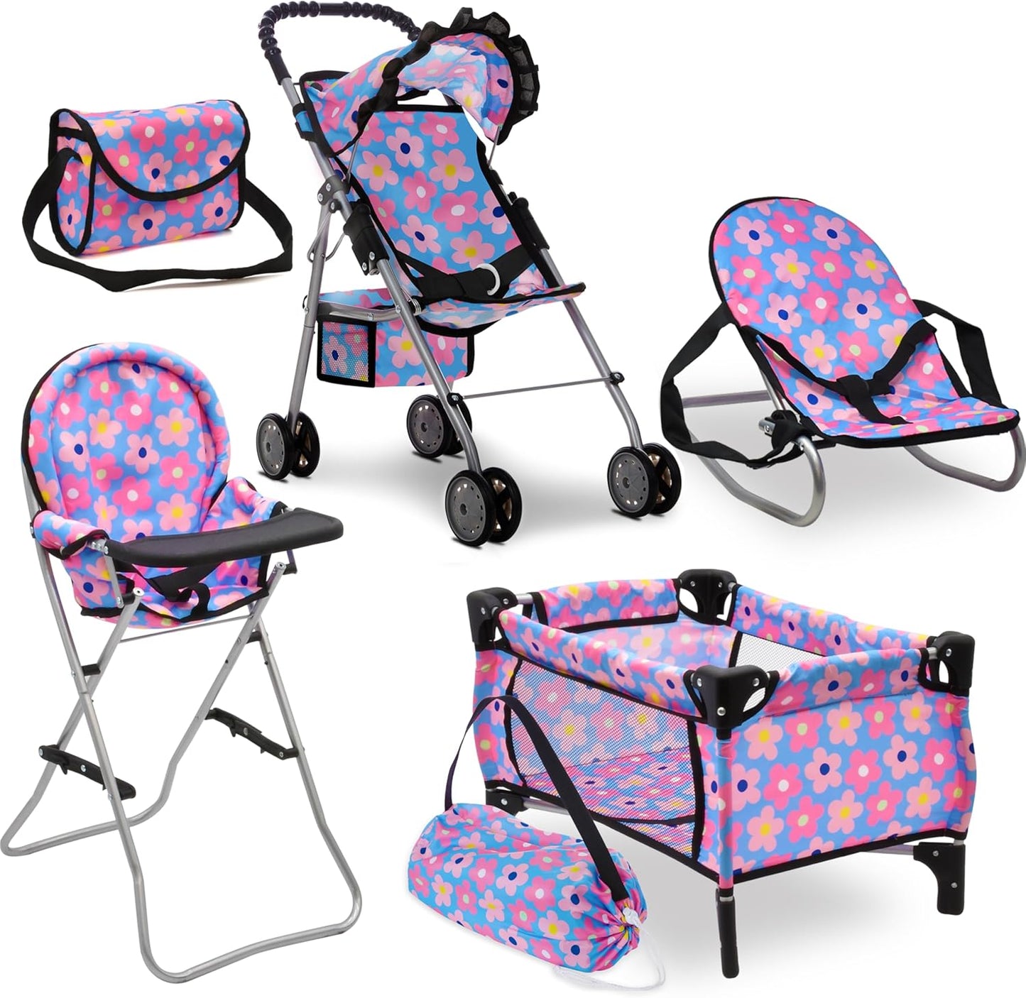 Baby Doll Stroller Bed and Seat Nursery Playset for Kids