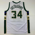 Facsimile Autographed Giannis Antetokounmpo Milwaukee White Reprint