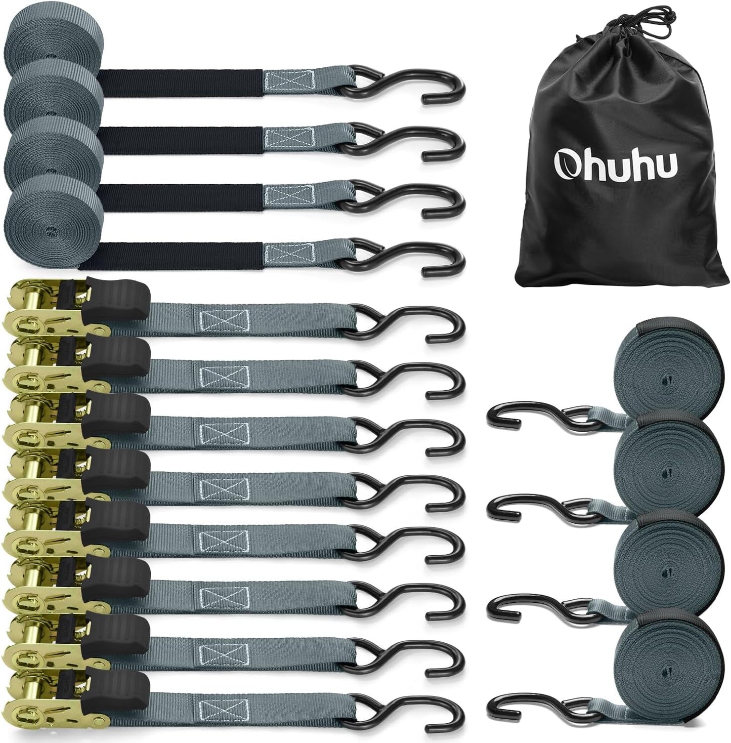 Ohuhu Ratchet Tie Down Strap 15 Ft - 500 lbs Load Capacity