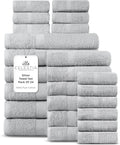 100% Cotton Bath Towel Set of 24 - Soft, Absorbent Hotel Pack