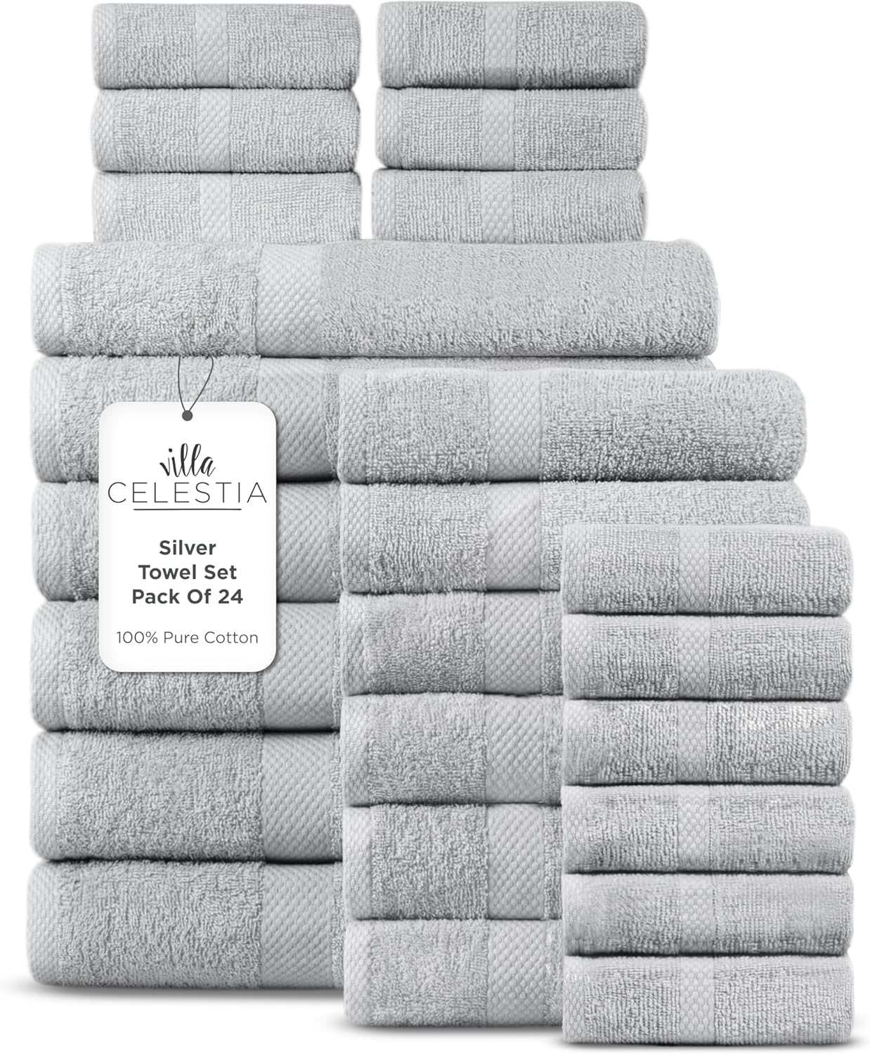 Luxurious 100% Cotton Bath Towel Set of 24 for Ultimate Comfort