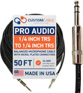 50 Foot Pro Audio TRS to TRS Balanced Cable - Clear Line Out