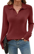 Romanstii Women's Knitted Collared Sweater V-Neck Polo - Cozy Classic