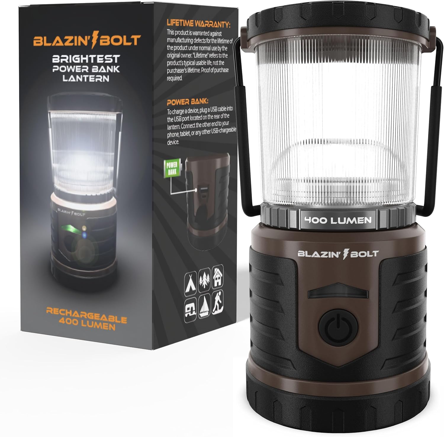 Blazin Bolt Rugged USB Rechargeable Lantern for All Adventures