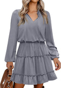 Caracilia Long Sleeve V Neck Tiered Ruffle Mini Dress - Fall 2025