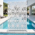Metal Privacy Screen 72 in H x 47 in W White Star - Free Standing
