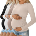 Ficerd 4 Pack Women's Maternity Shirts Ribbed Long Sleeve