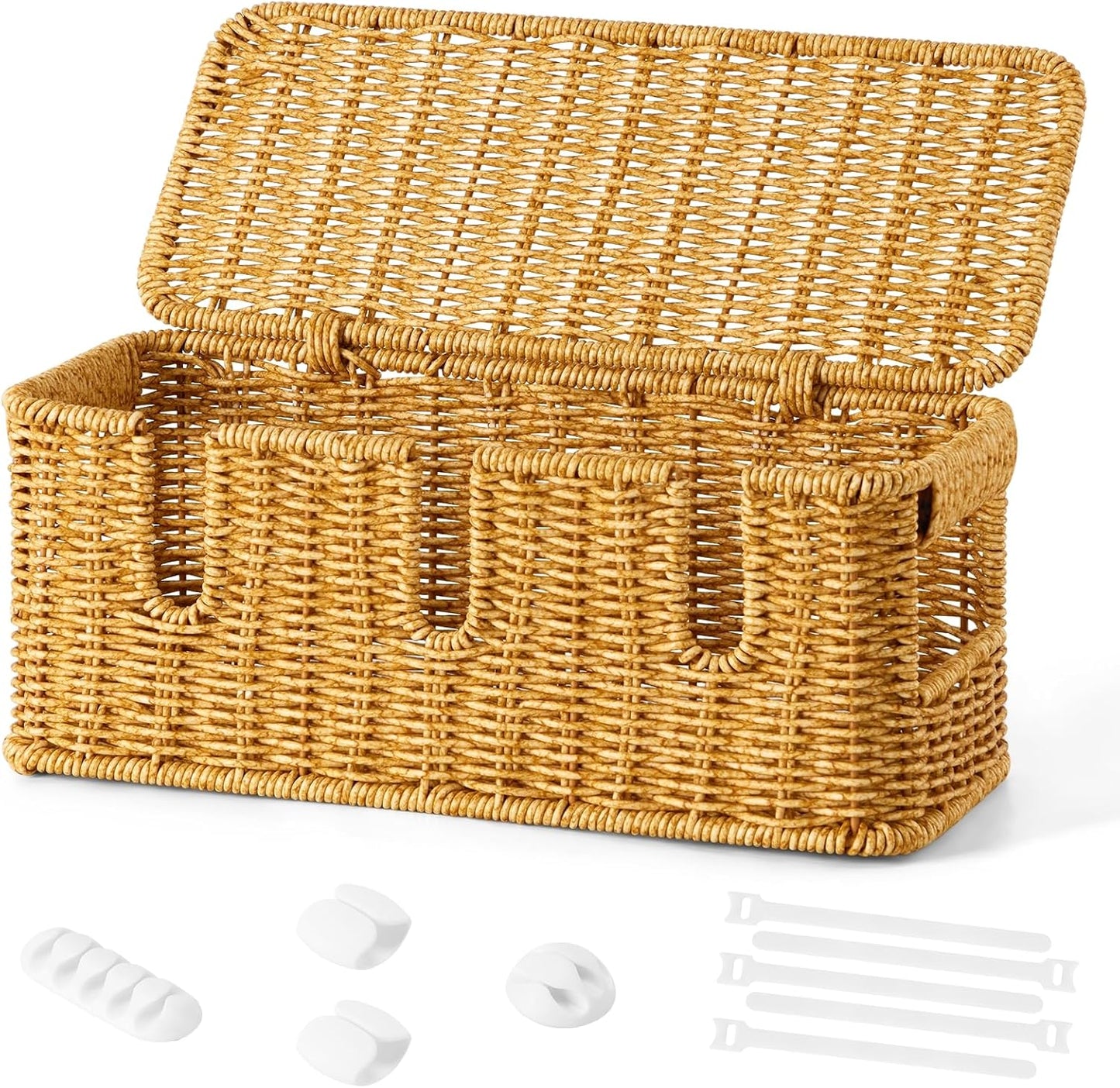 Tiktiger Handmade Rattan Cable Box - Hide Cords Stylishly