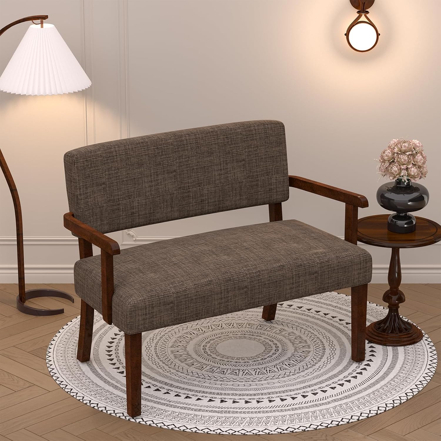 Cozy 2-Seat Arm Chair in Soft Brown for Versatile Living
