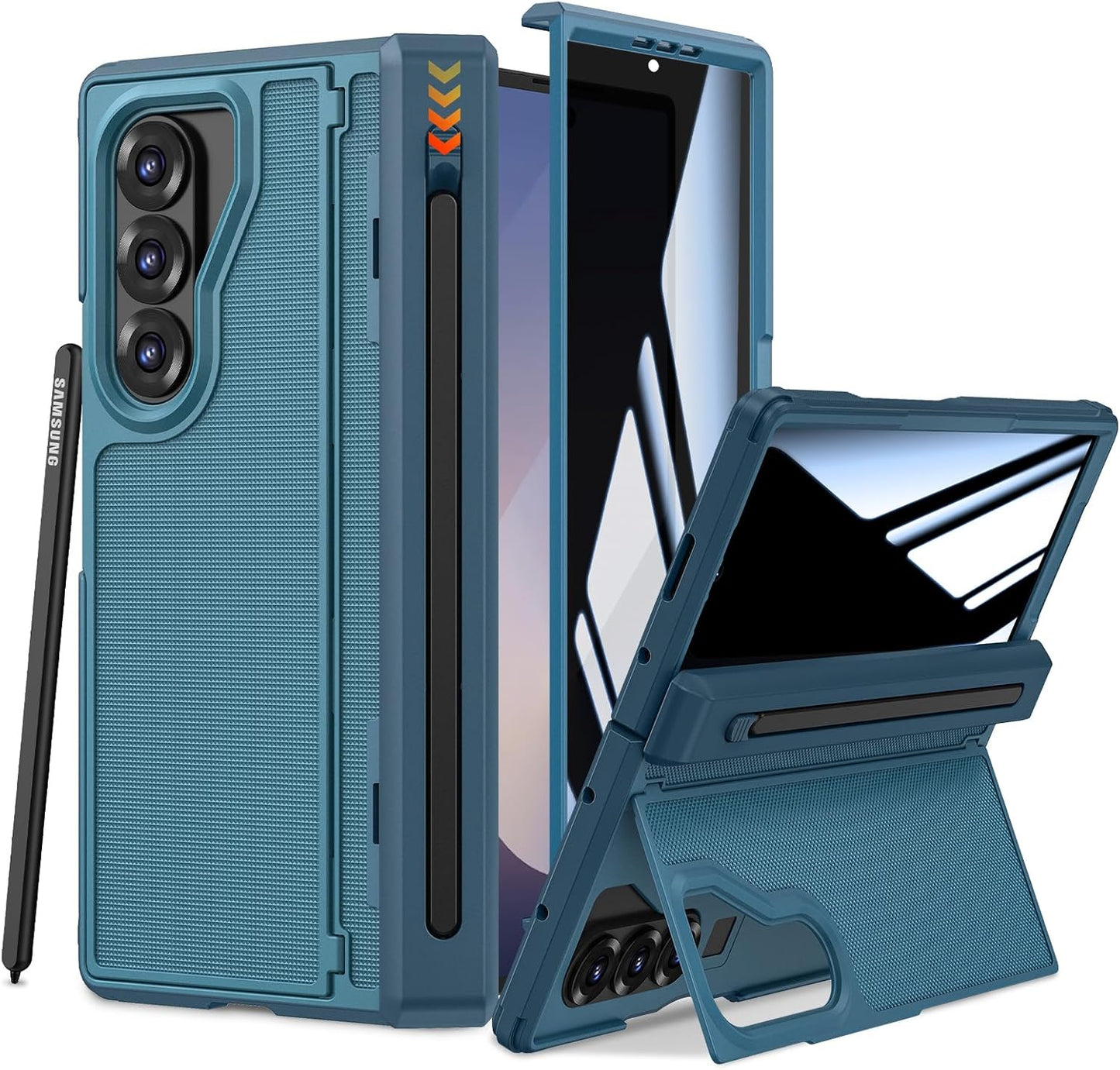 Ruky Z Fold 6 Case with Kickstand, Hinge Protection & S Pen Holder