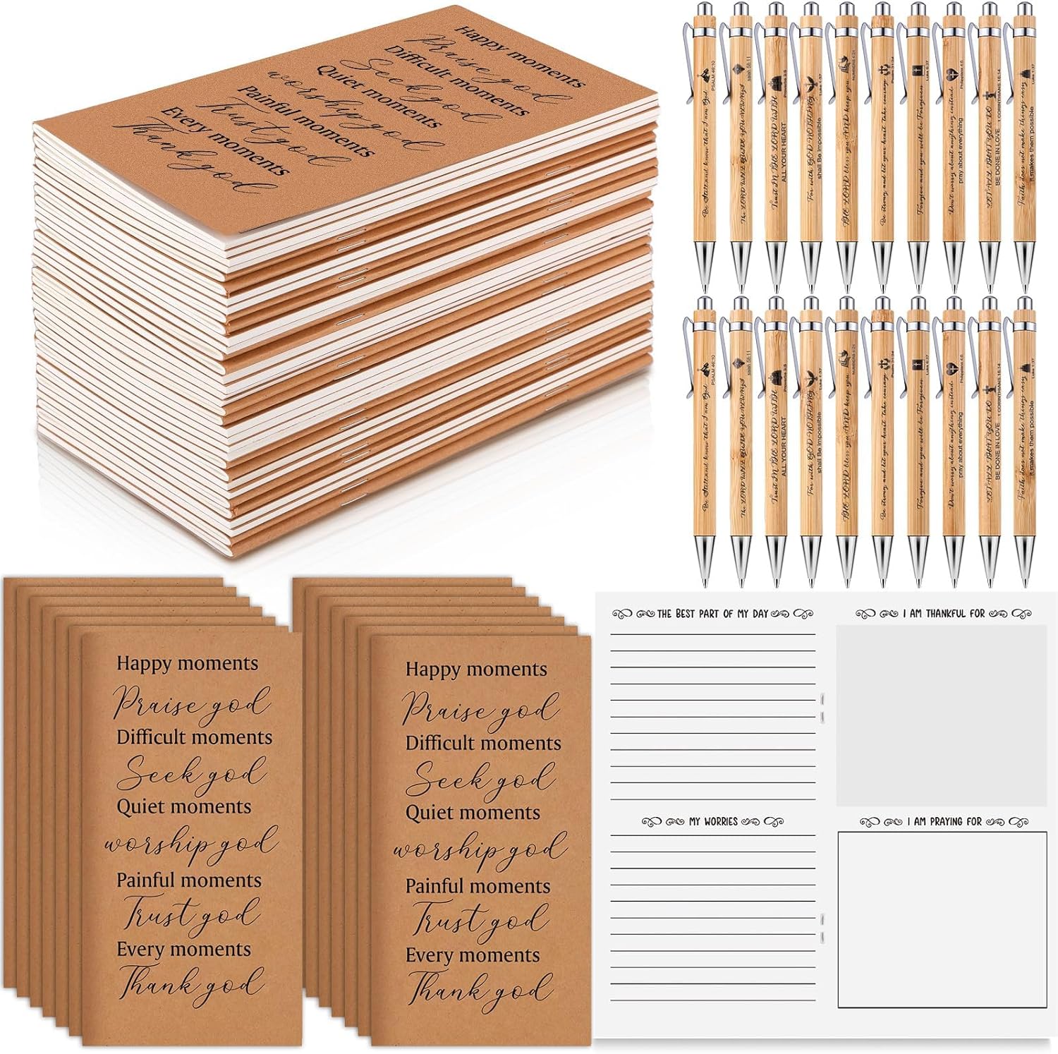 Christian Gift Set: Inspiring Prayer Journals & Bible Verse Pens