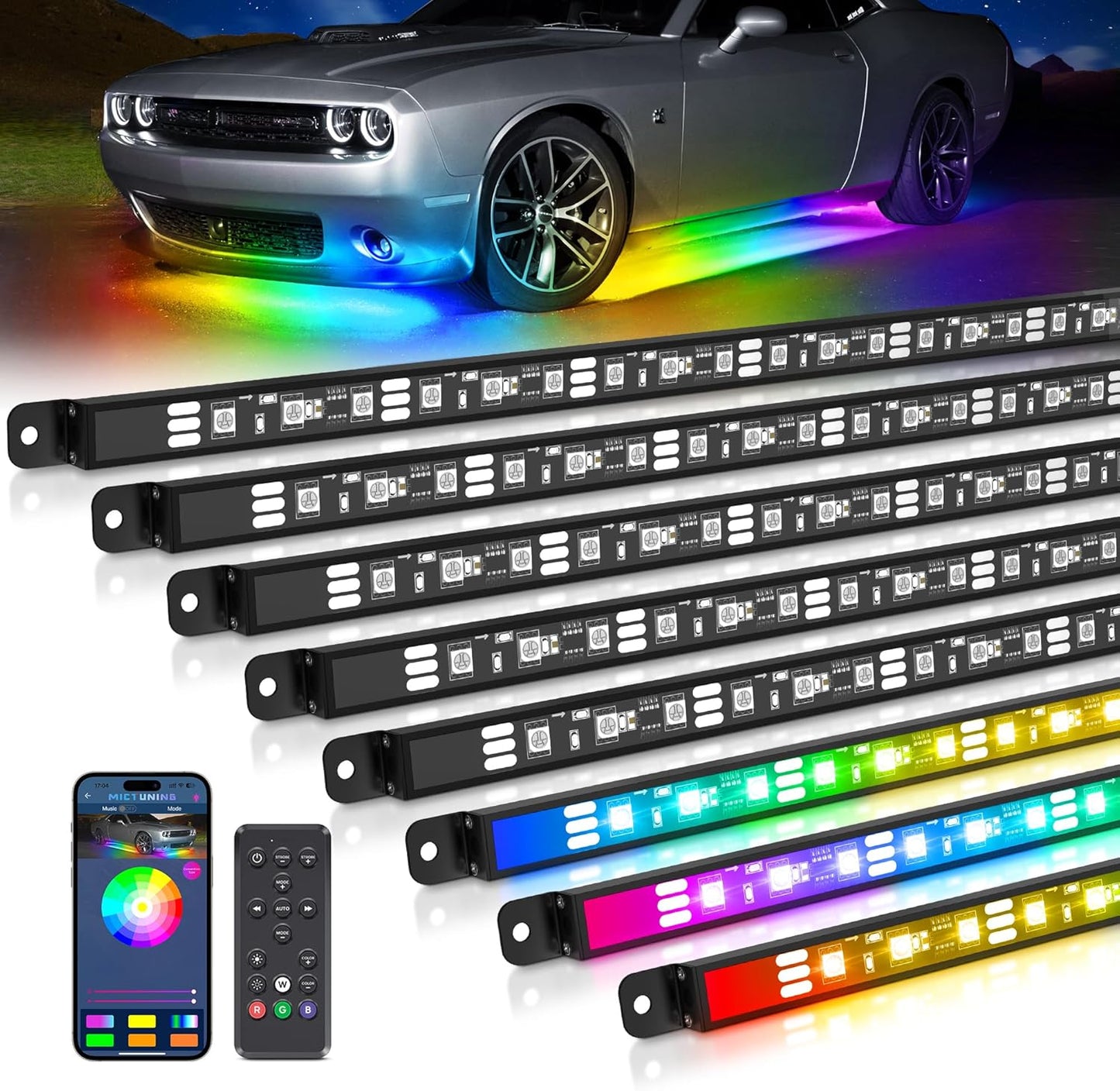 MICTUNING N8 Car Underglow Light Bar Kit for Vibrant Lighting