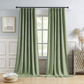 DUALIFE Sage Green Pinch Pleated Blackout Curtains 40 x 102