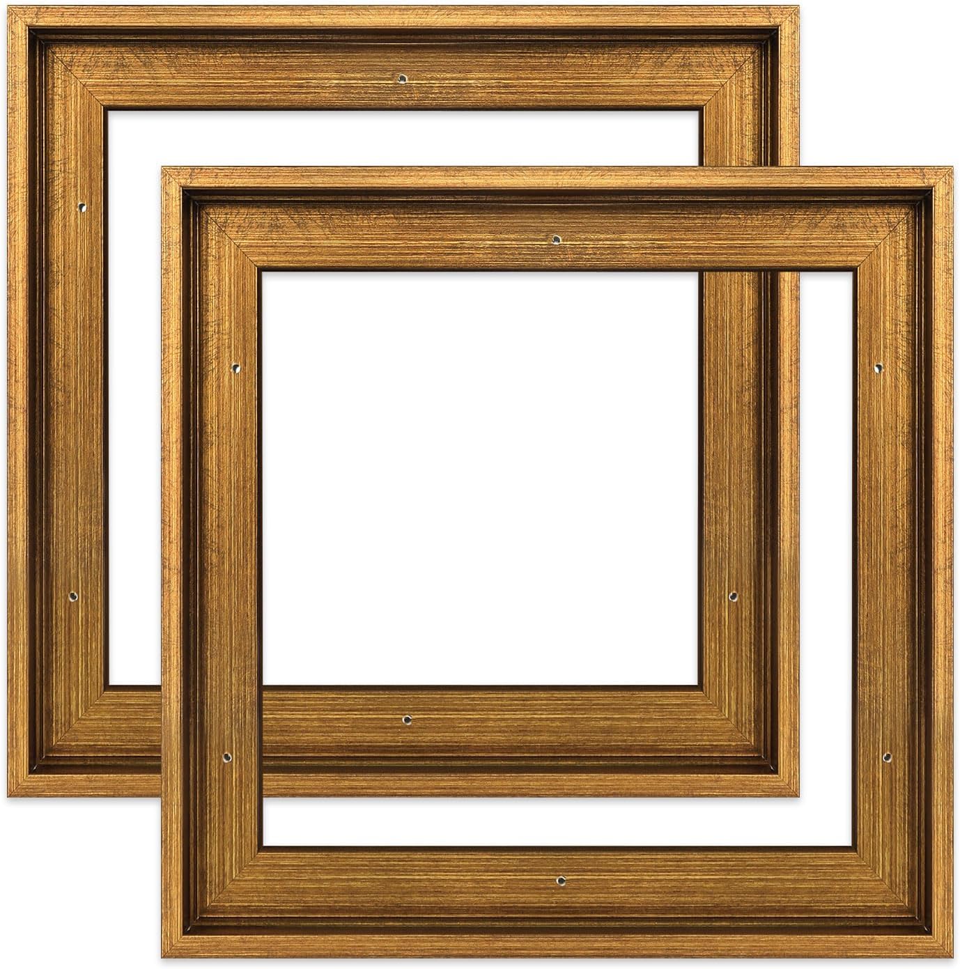 Floating Frame for 10x10 Canvas Oil Paintings, Antique Gold