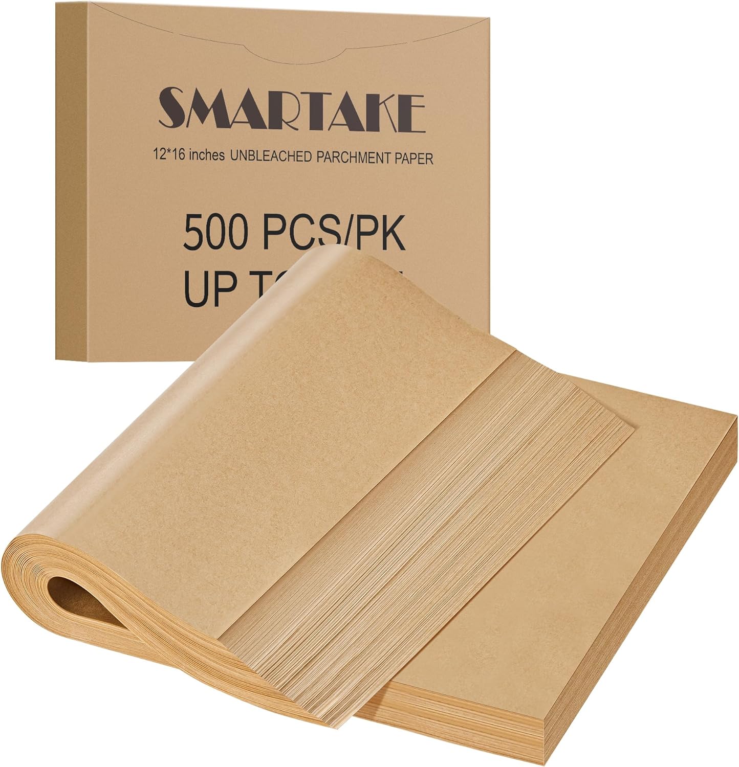 SMARTAKE 500 Pcs Non-Stick Precut Baking Parchment Paper Sheets