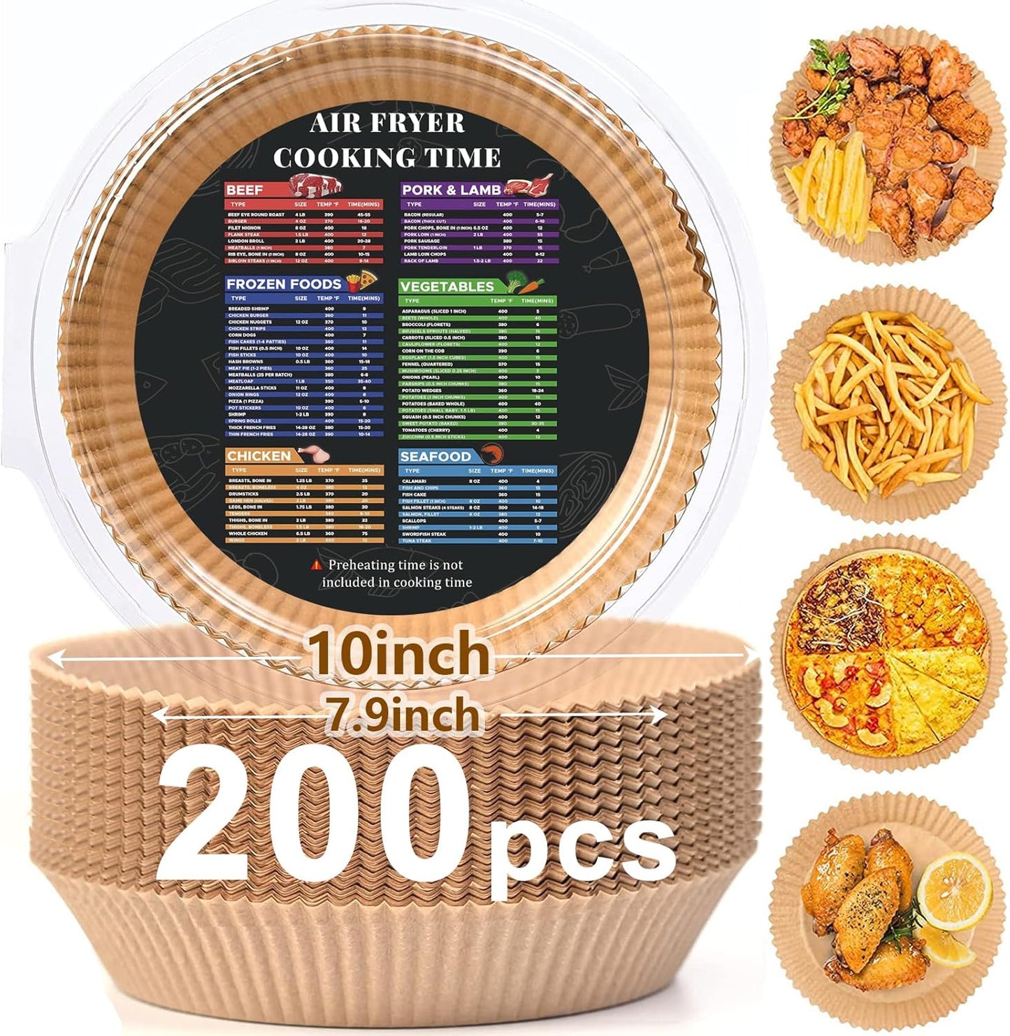 200PCS Round Air Fryer Liners: Non-Stick Parchment Paper - OilProof, Waterproof