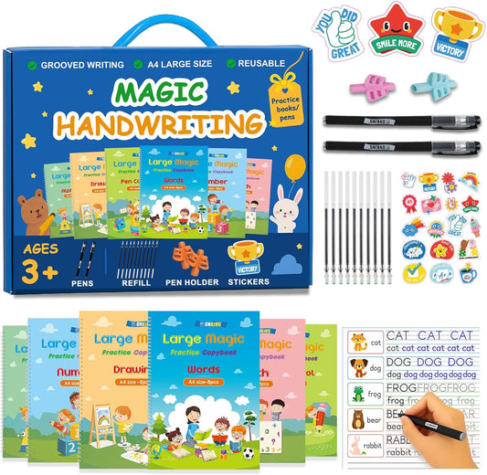 Large Magic Practice Copybook Set for Kids Handwriting Skills