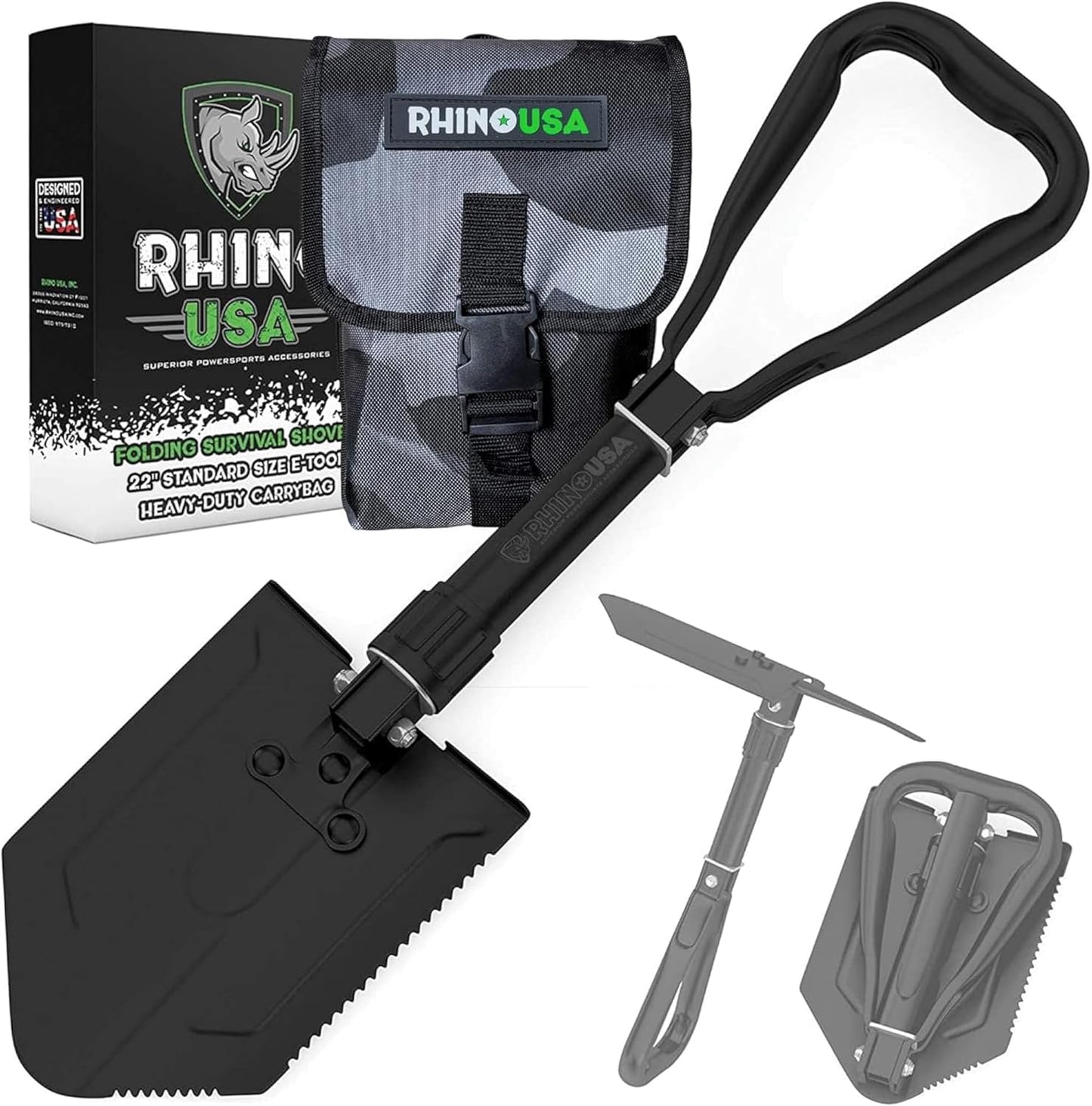 Rhino USA Heavy Duty Folding Shovel - Ultimate Survival Tool