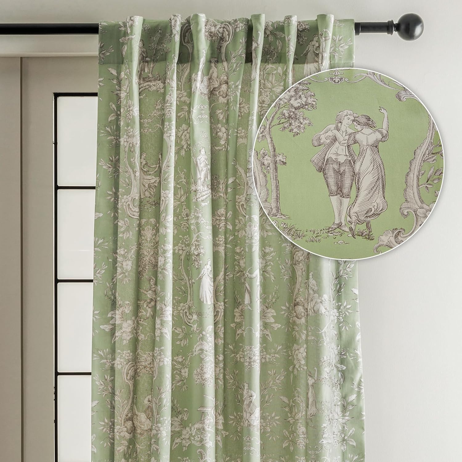 Elegant Light Filtering Toile Curtains for Living Room Decor