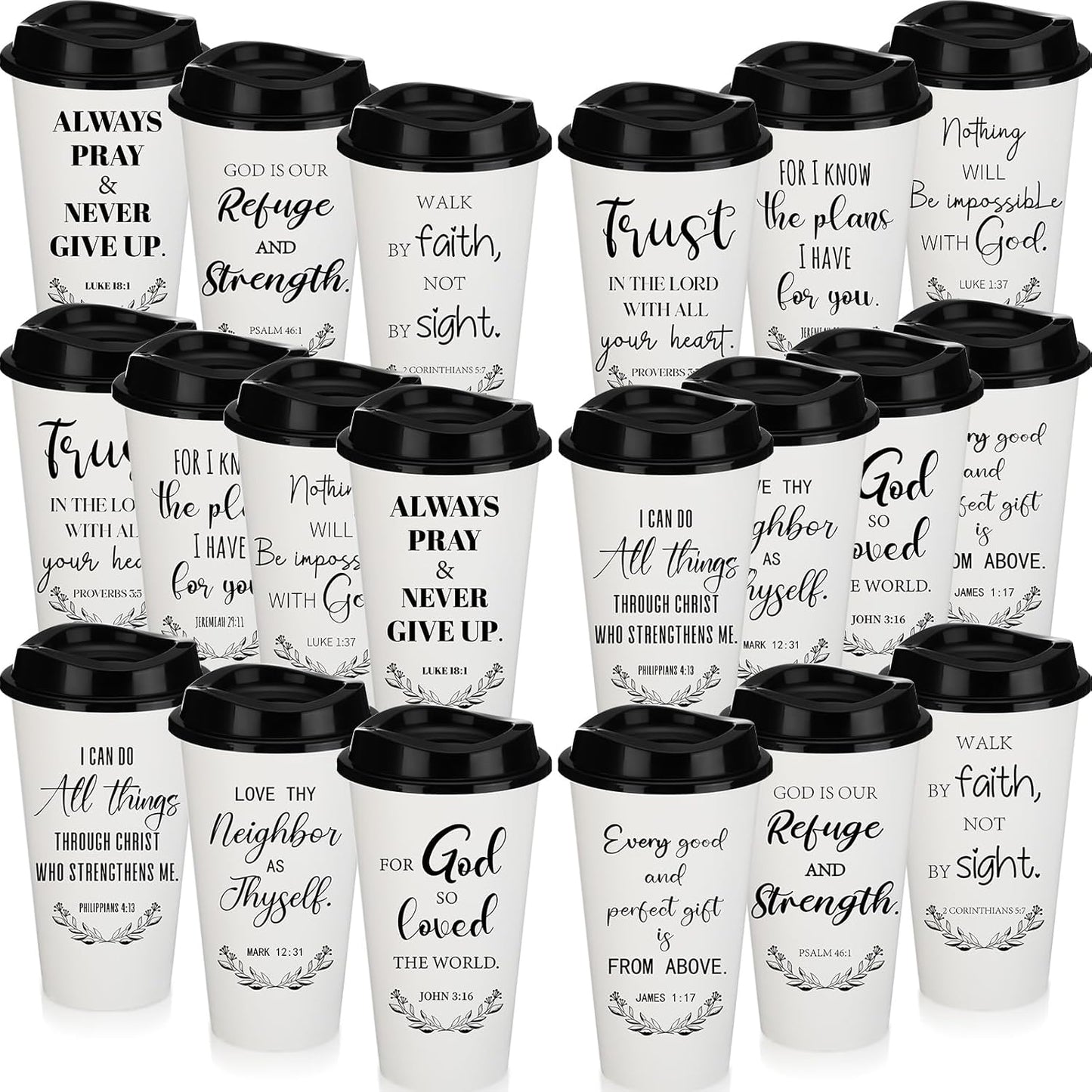 40 Pack Christian Gifts for Men Women Reusable Bible Verse Tumblers