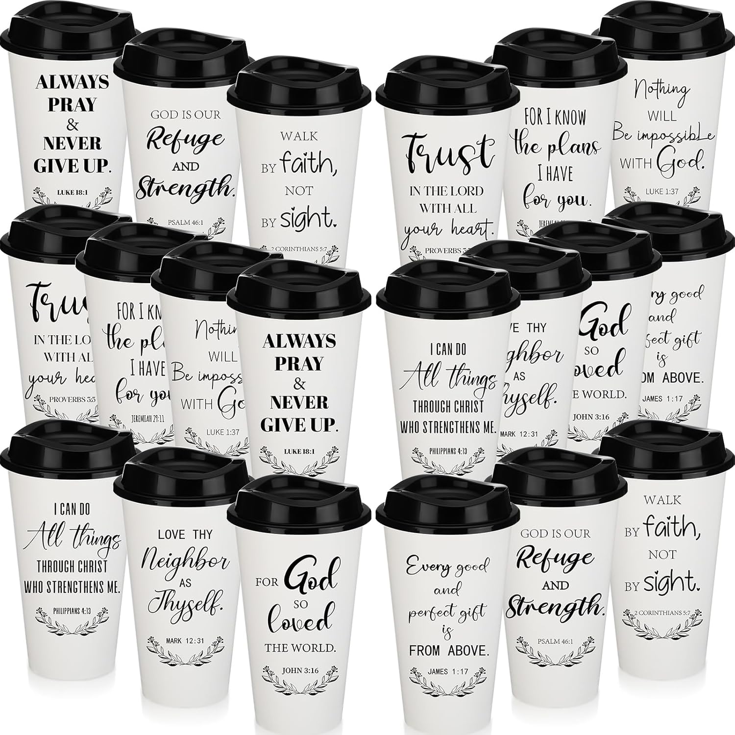 40 Pack Christian Gifts for Men Women Reusable Bible Verse Tumblers
