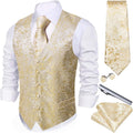 Barry.Wang Mens Paisley Silk Jacquard Vest and Tie Set - Classic Look