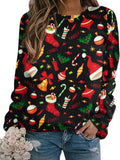 Santa Print Christmas Sweatshirt for Women