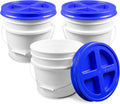 3.5 Gallon White Bucket with Blue Gamma Lid for Food Storage
