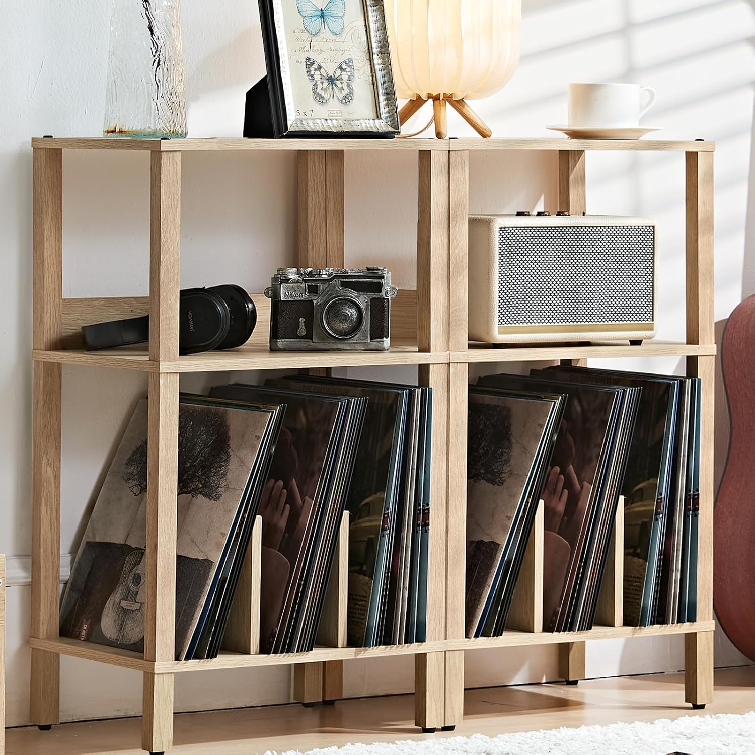 LELELINKY Record Player Stand Set of 2 for Vinyl Storage