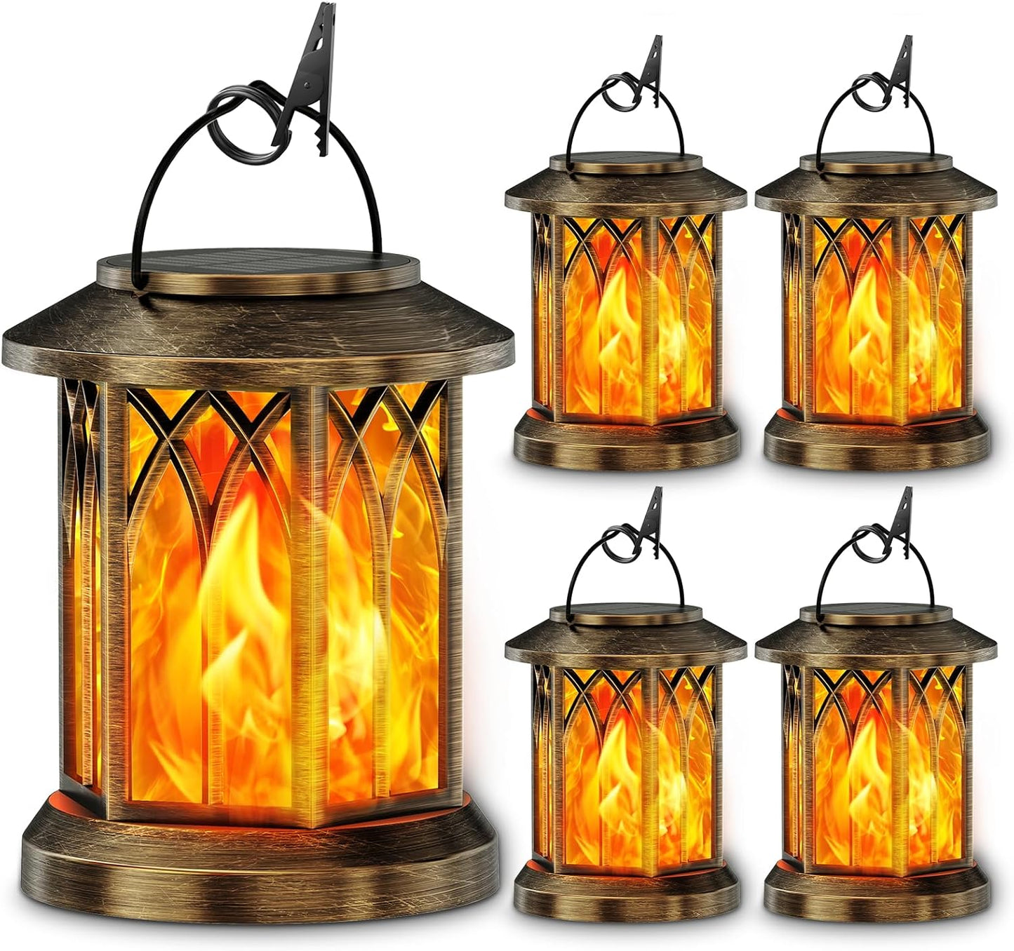 KOOPER Solar Lanterns Outdoor Waterproof with Flickering Flame