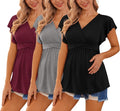 Ekouaer Maternity Shirts 3 Pack Flying Short Sleeve Nursing Tops Tees