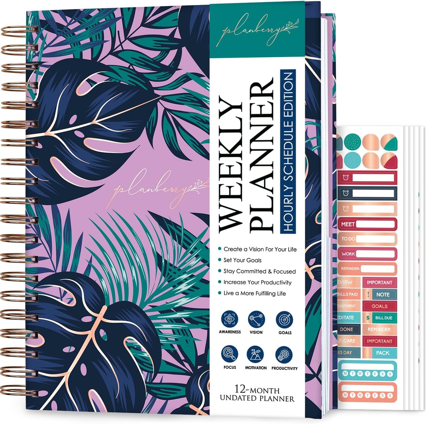 PLANBERRY Large Hourly Schedule Planner for Time Management