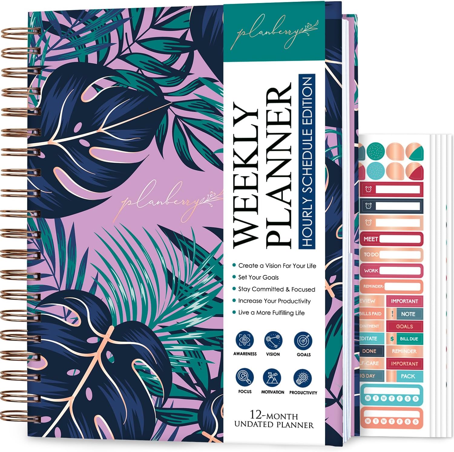 PLANBERRY Large Hourly Schedule Planner for Time Management