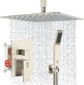 SR SUN RISE 16 in Brushed Nickel Rain Mixer Shower Combo - High