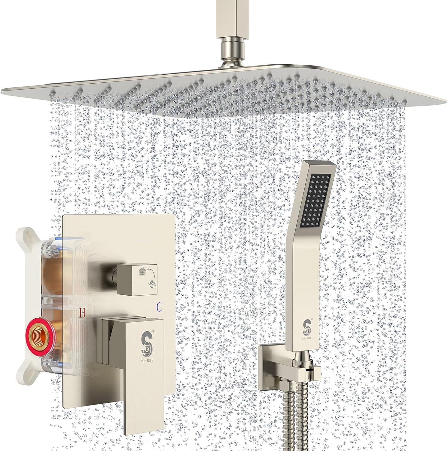 Luxury Rain Mixer Shower Combo Set with 16 Inch Shower Head
