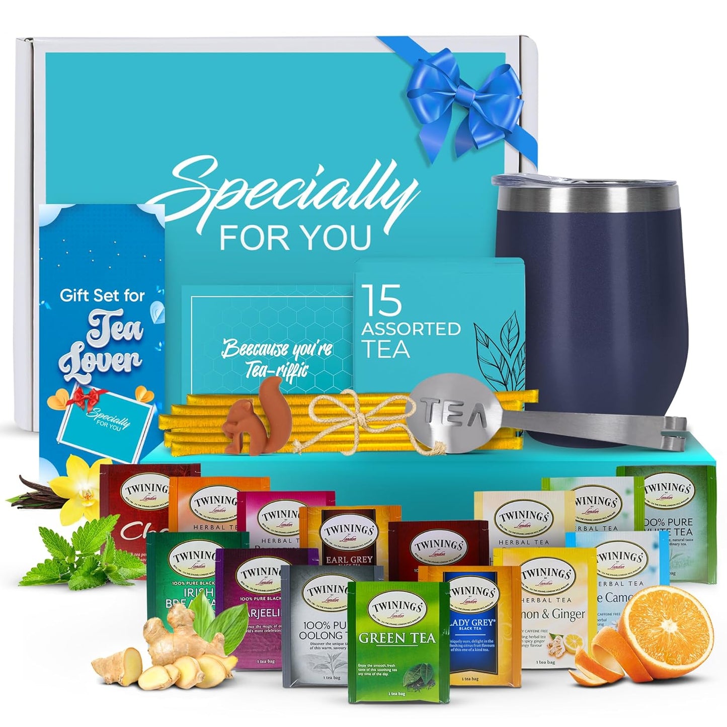 Elegant Tea Gift Set with Unique Teas and Tumbler for All