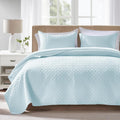 FLYMME Quilts Queen Size Lightweight Sky Blue Quilt Set - All-Season