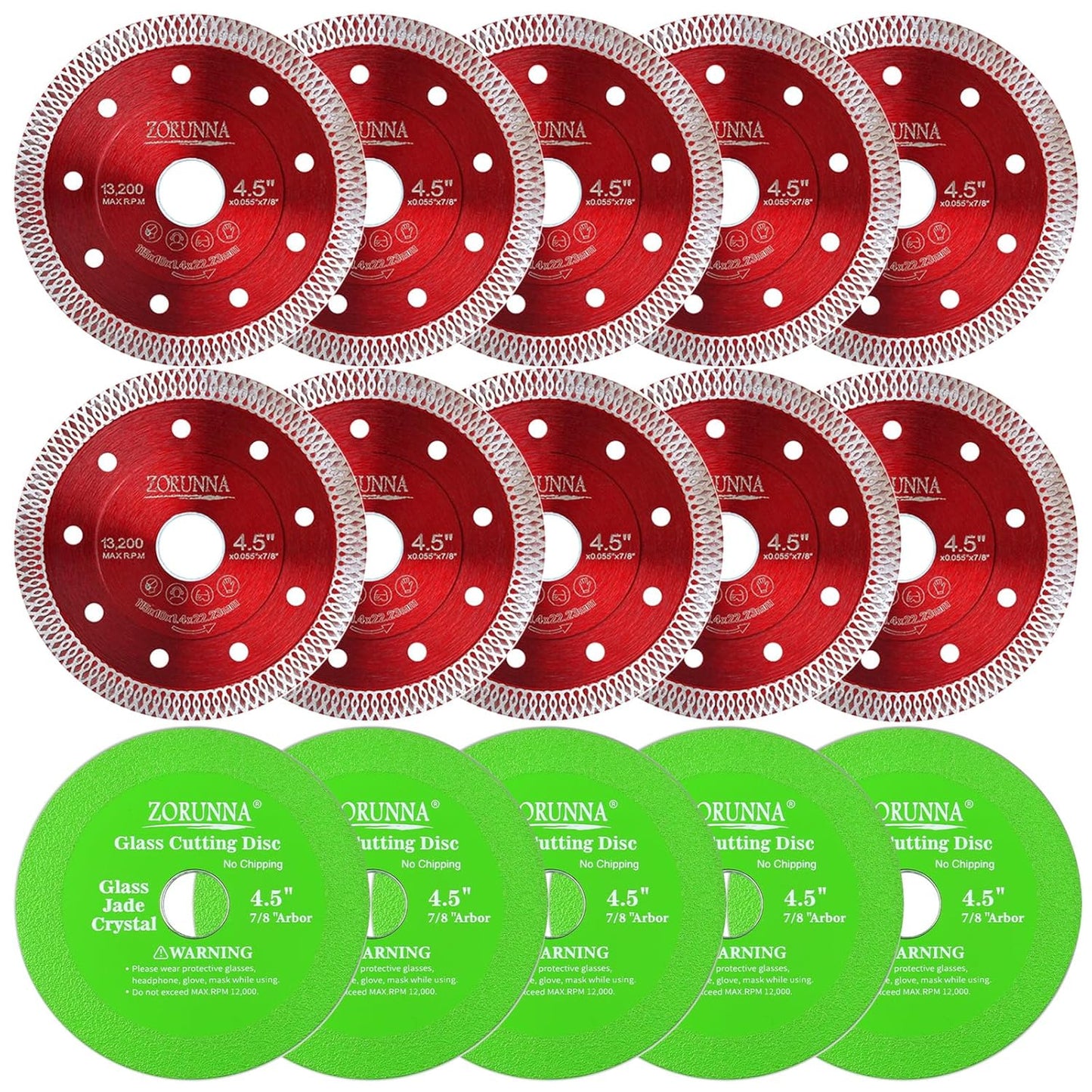 ZORUNNA Glass Cutting Disc & Tile Saw Blades Combo Pack - Precision Cutting