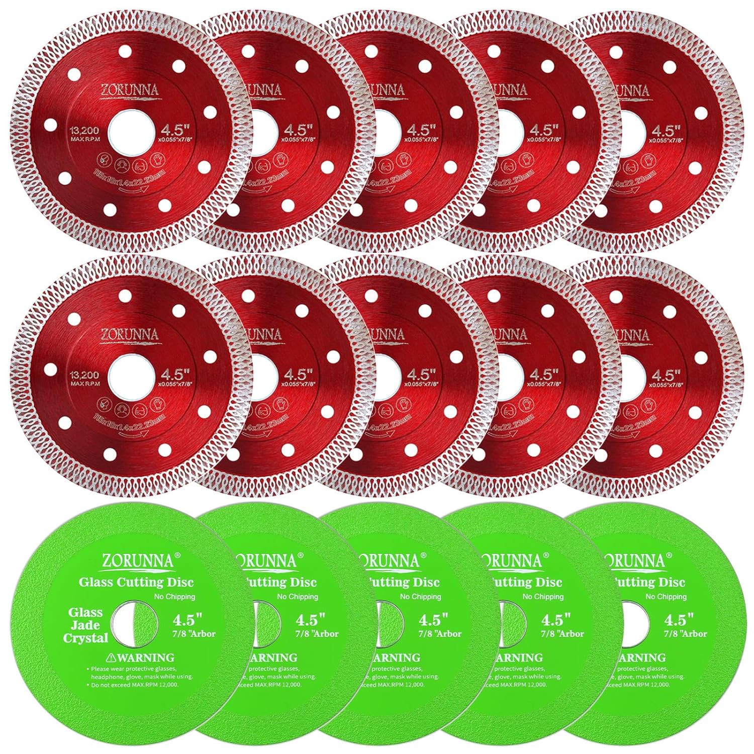 ZORUNNA Glass Cutting Disc & Tile Saw Blades Combo Pack - Precision Cutting