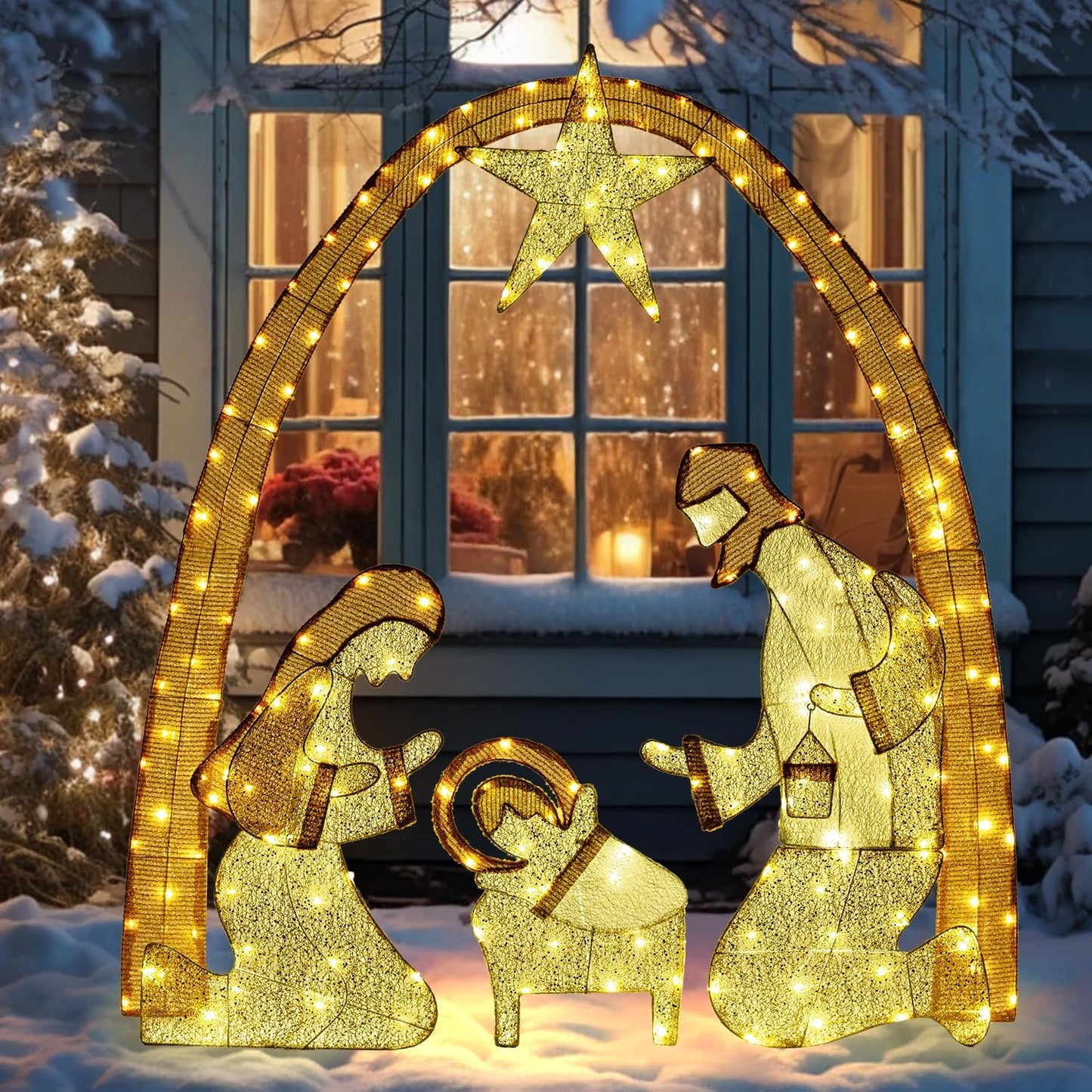 48Inch Large Outdoor Lighted Nativity Scene for Christmas Decor