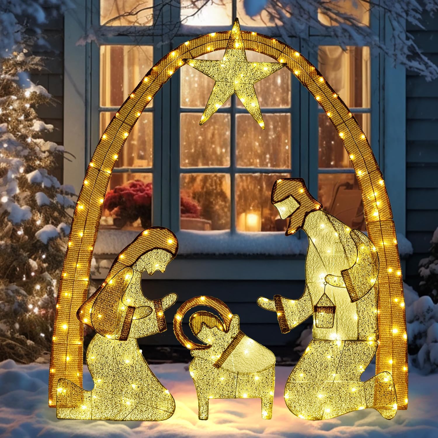 48Inch Large Outdoor Lighted Nativity Scene for Christmas Decor