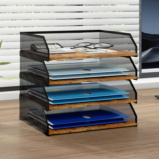 Natwind 4-Tier Stackable Paper Tray for Efficient Organization