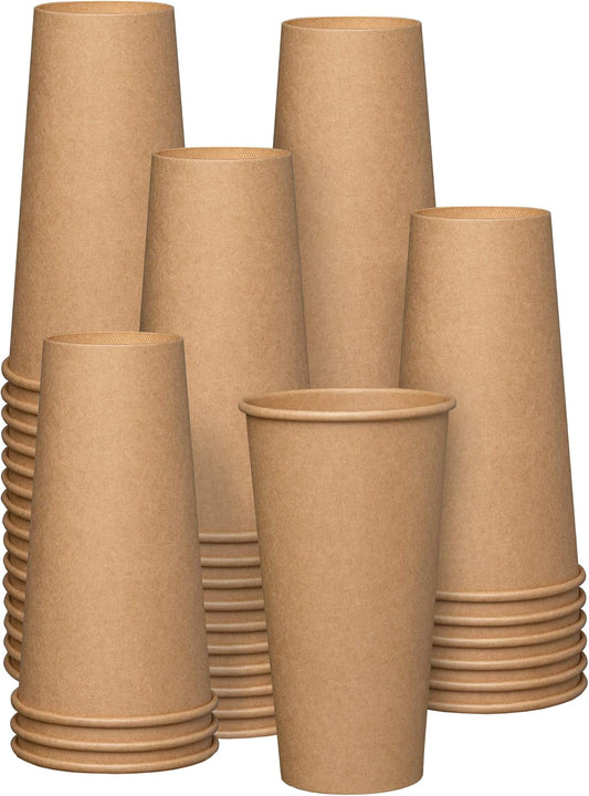100 Pack Kraft Coffee Cups - Eco-Friendly & Comfy