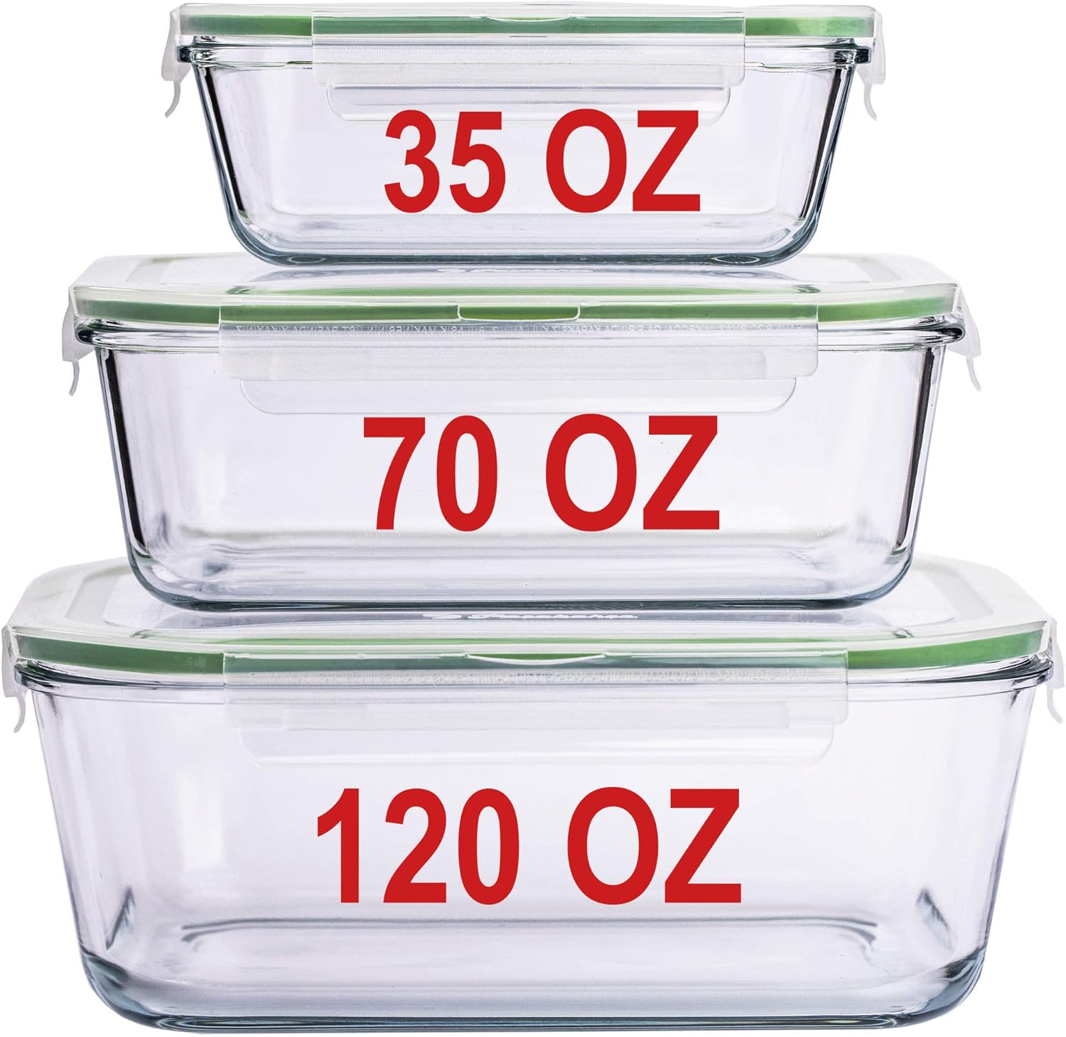 X-LARGE Glass Food Storage Containers Set for Meal Prep & Serving