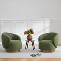 Set of 2 Swivel Armchairs in Moss Green Performance Fabric
